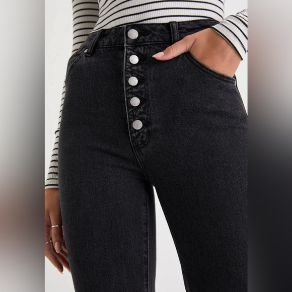 Rolla’s | Eastcoast Crop Flare Washed Black High Rise Denim Jeans Sz 28 - Picture 4 of 11